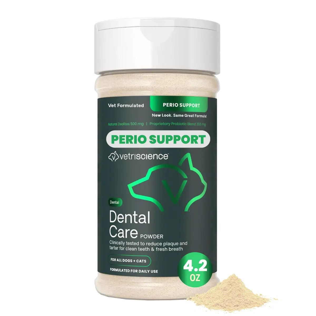 VetriScience Dental Care Powder for Dogs and Cats 4.2 Oz | No-Brush Oral Hygiene Support - main product image