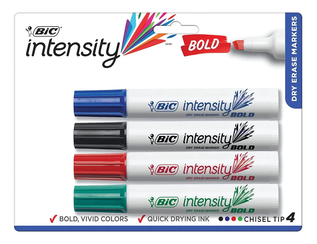 BIC Dry Erase Markers 4-Pack Assorted Colors | Bold Ink, Chisel Tip, Non-Toxic - view 2