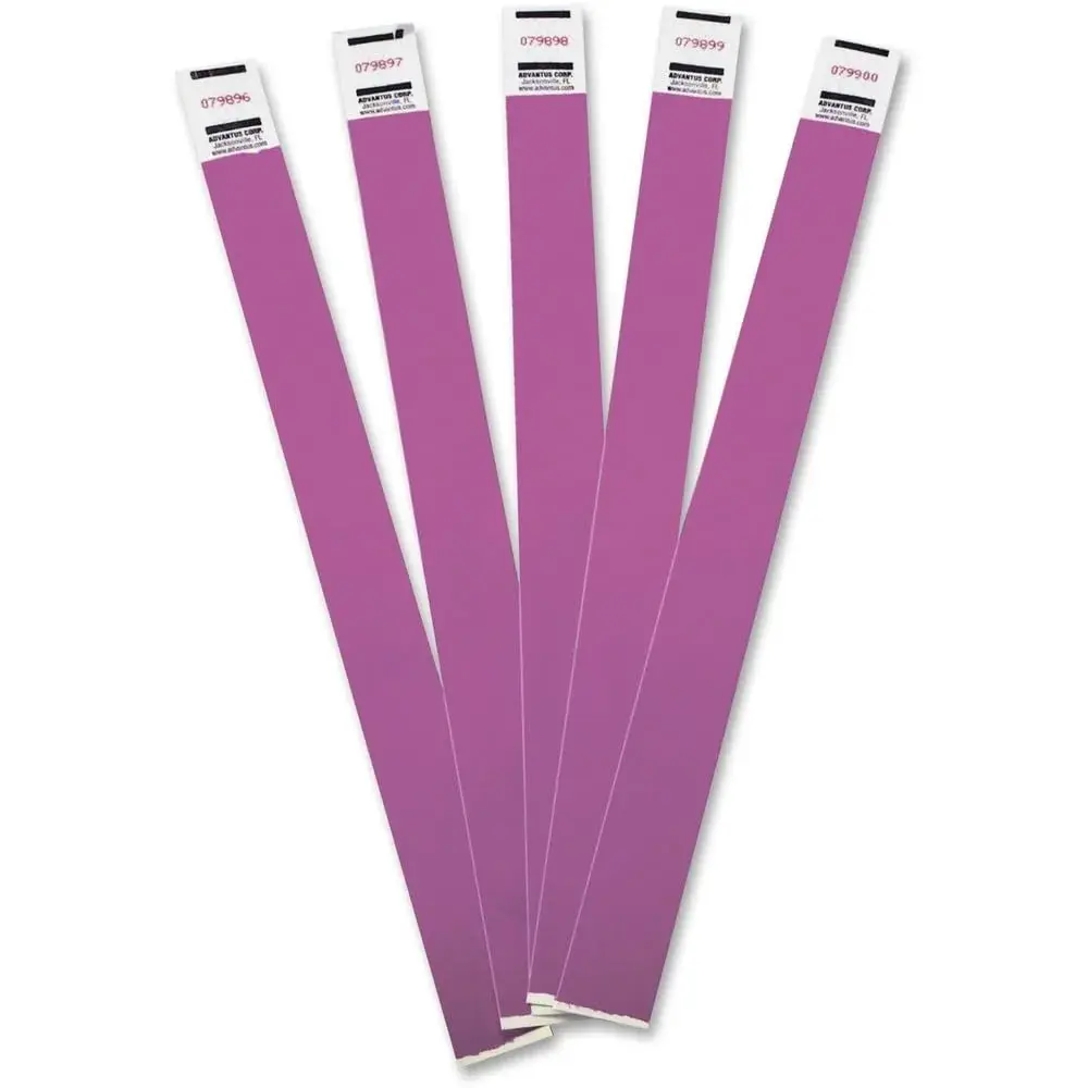 Advantus Tyvek Numbered Wristbands Purple 100-Pack | Sequential Admission Control - main product image