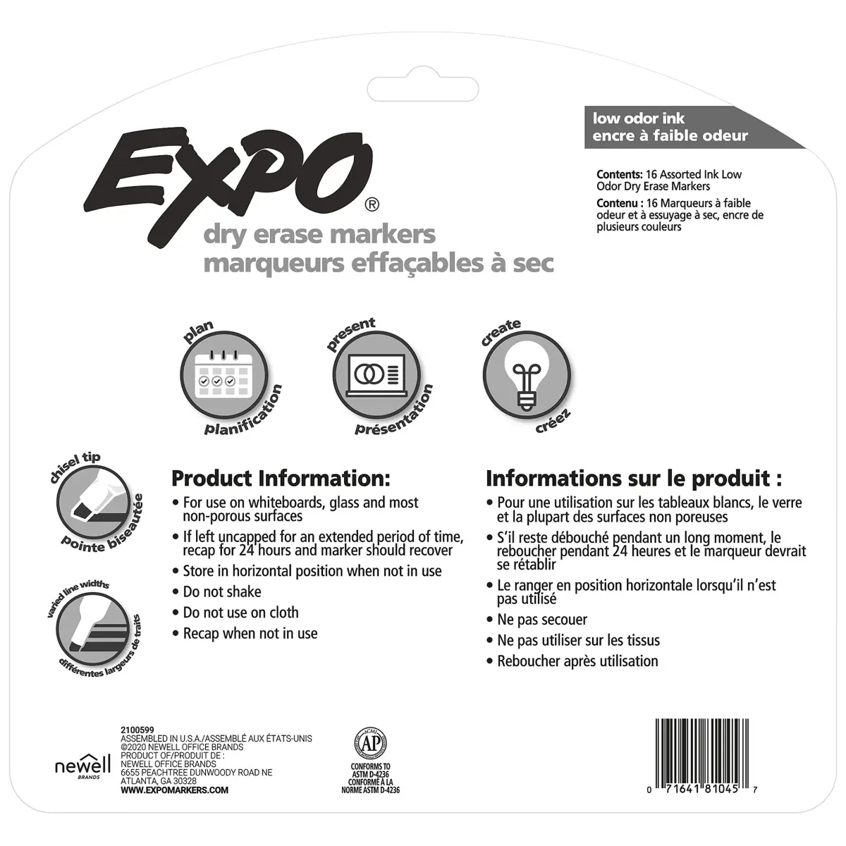 EXPO Dry Erase Markers, Low Odor Ink, Assorted Colors, Chisel Tip, 16 Count | Vibrant Ink for Whiteboards - view 9