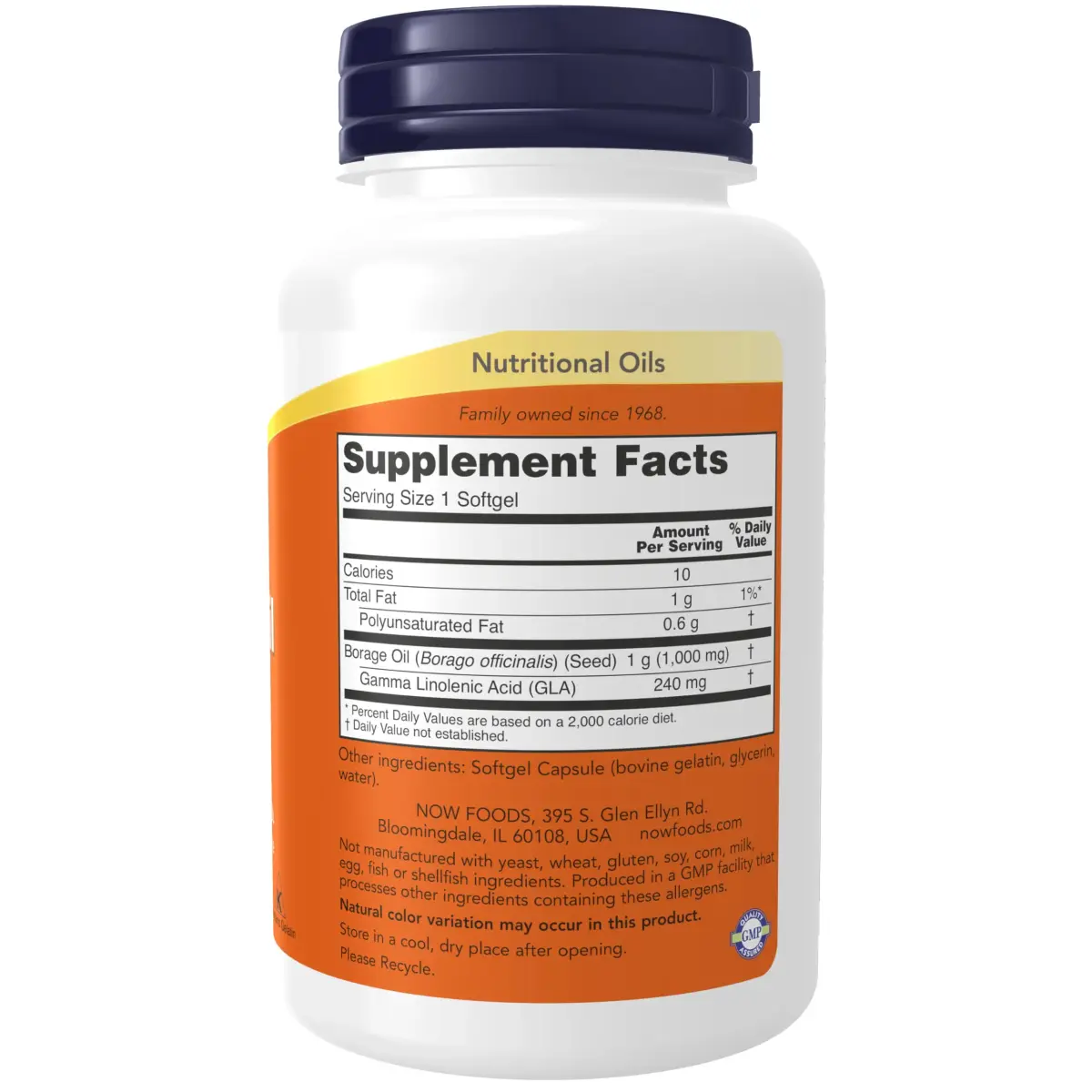 NOW Foods Borage Oil 1000 mg with 240mg GLA 60 Softgels | Essential Fatty Acids for Nerve Support - view 2