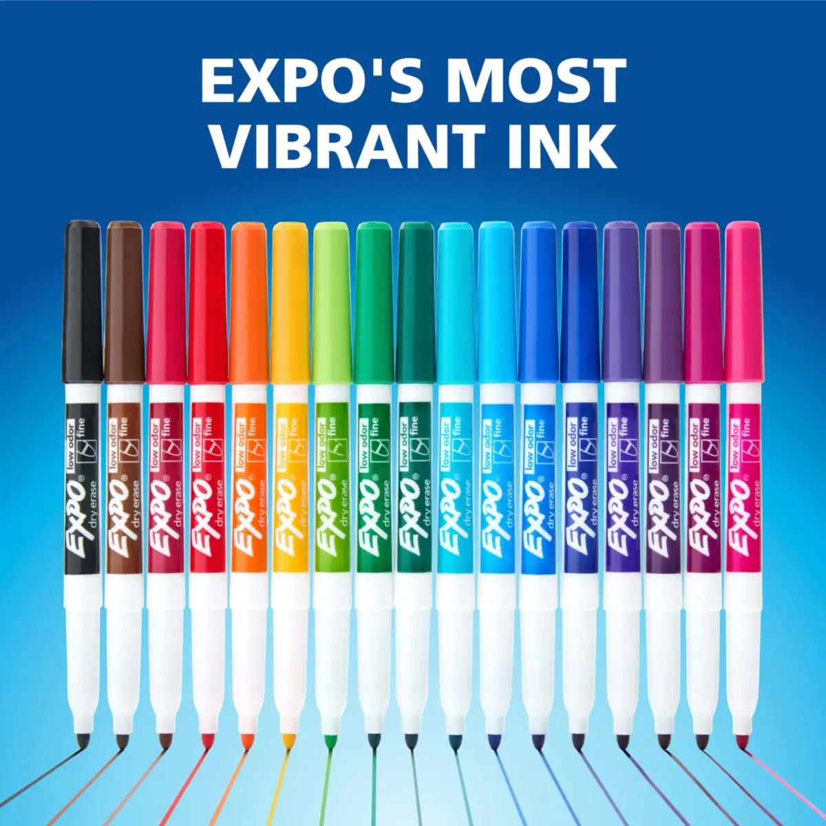EXPO Dry Erase Markers, Fine Tip, Assorted Colors, 12 Count | Vibrant Ink for Classrooms & Offices - view 9