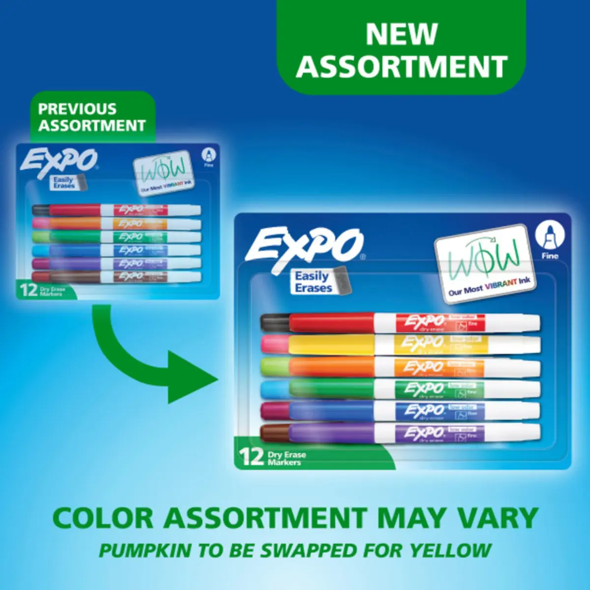EXPO Dry Erase Markers, Fine Tip, Assorted Colors, 12 Count | Vibrant Ink for Classrooms & Offices - view 2