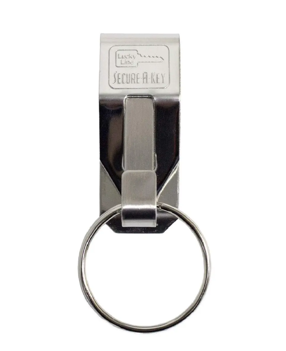 Lucky Line Secure-A-Key Clip On Belt Key Holder with Split Ring, Silver, 5.1 cm (2 Inch) Length - main product image