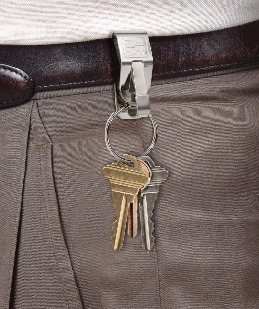 Lucky Line Secure-A-Key Clip On Belt Key Holder with Split Ring, Silver, 5.1 cm (2 Inch) Length - view 2