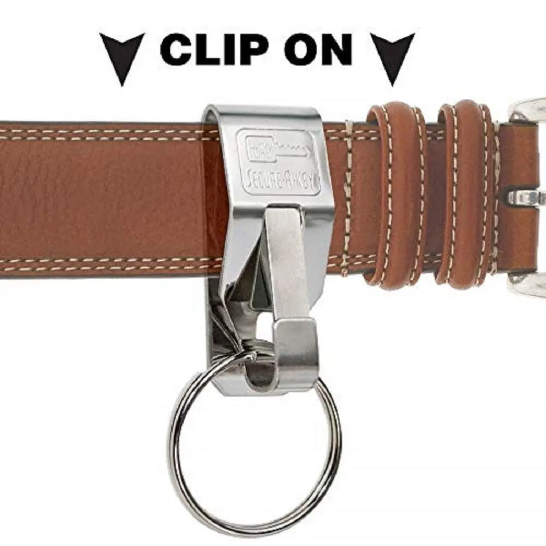 Lucky Line Secure-A-Key Clip On Belt Key Holder with Split Ring, Silver, 5.1 cm (2 Inch) Length - view 4