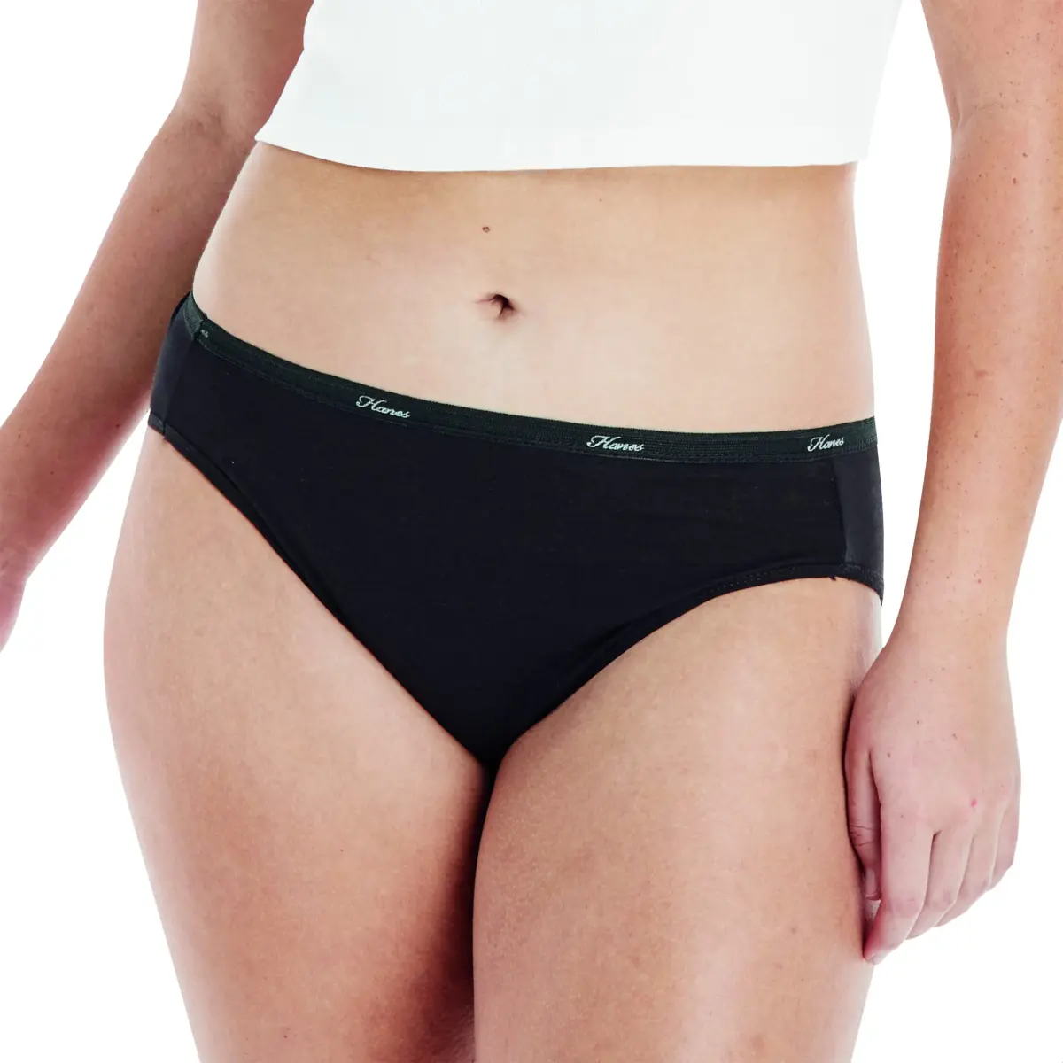 Hanes Women's 100% Cotton Panties 6-Pack | Moisture-Wicking Hi-Cut Briefs - view 2