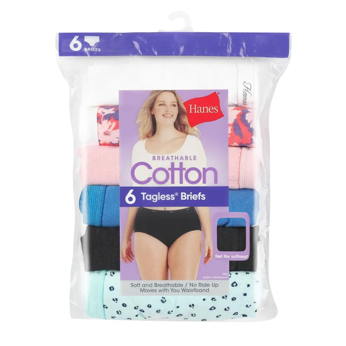 Hanes Womens High-waisted Panties 6-pack 15cm (6in) | Moisture-wicking Cotton Briefs for Everyday Comfort - view 6