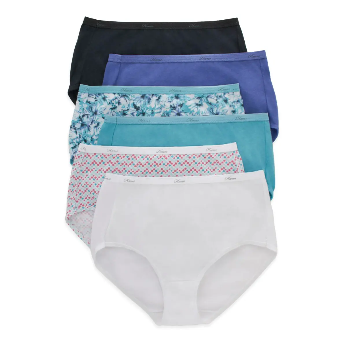 Hanes Women's Plus Size Cotton Brief Underwear 6-Pack (Size 6) | Moisture-Wicking & Full Coverage - main product image