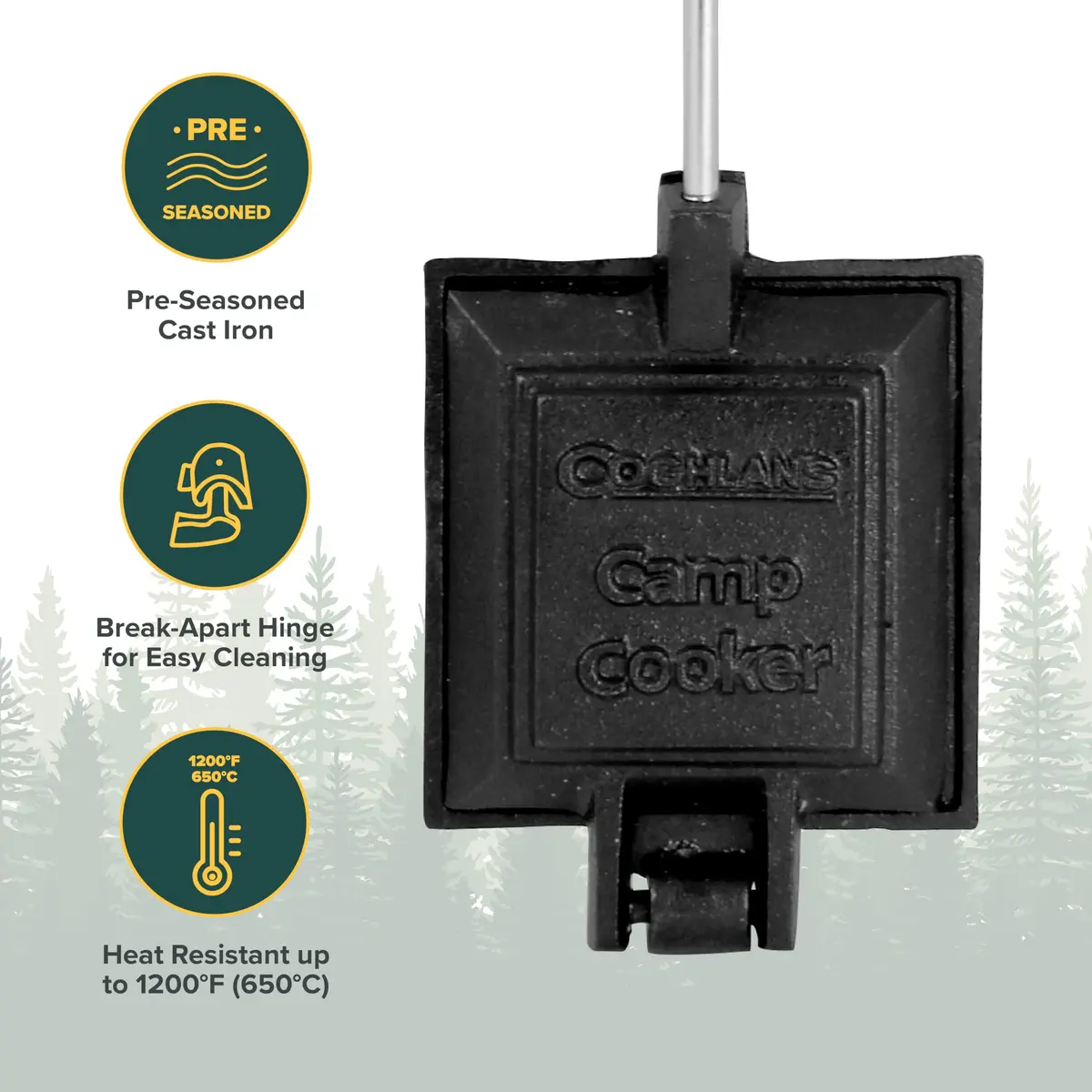 Coghlan's Cast Iron Camp Cooker - Pre-Seasoned Pie Iron Sandwich Maker for Campfire Cooking - view 2