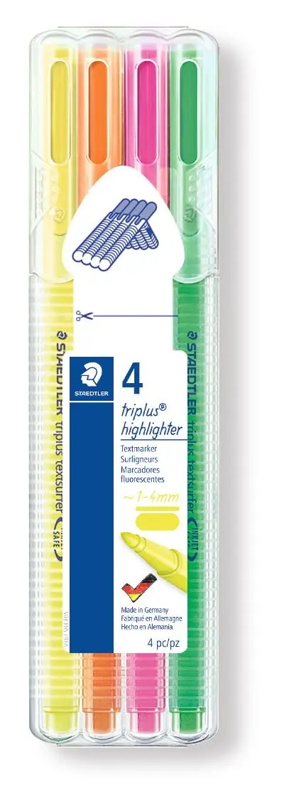 STAEDTLER Highlighter (362 SB4) 4-Color Set | Assorted Bullet Tip Markers for Office & School - main product image