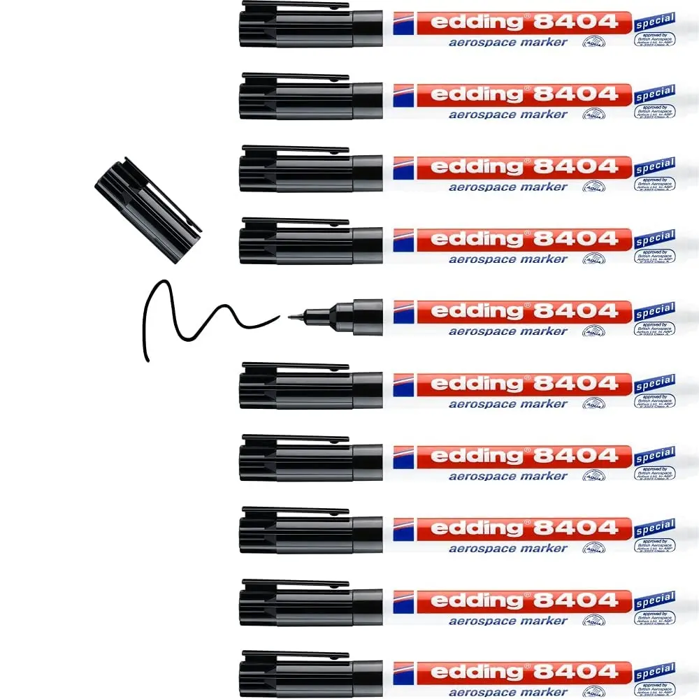 edding 8404 Aerospace Marker Black 0.75mm Round Nib | Low-Corrosion Permanent Marker Set of 10 - main product image
