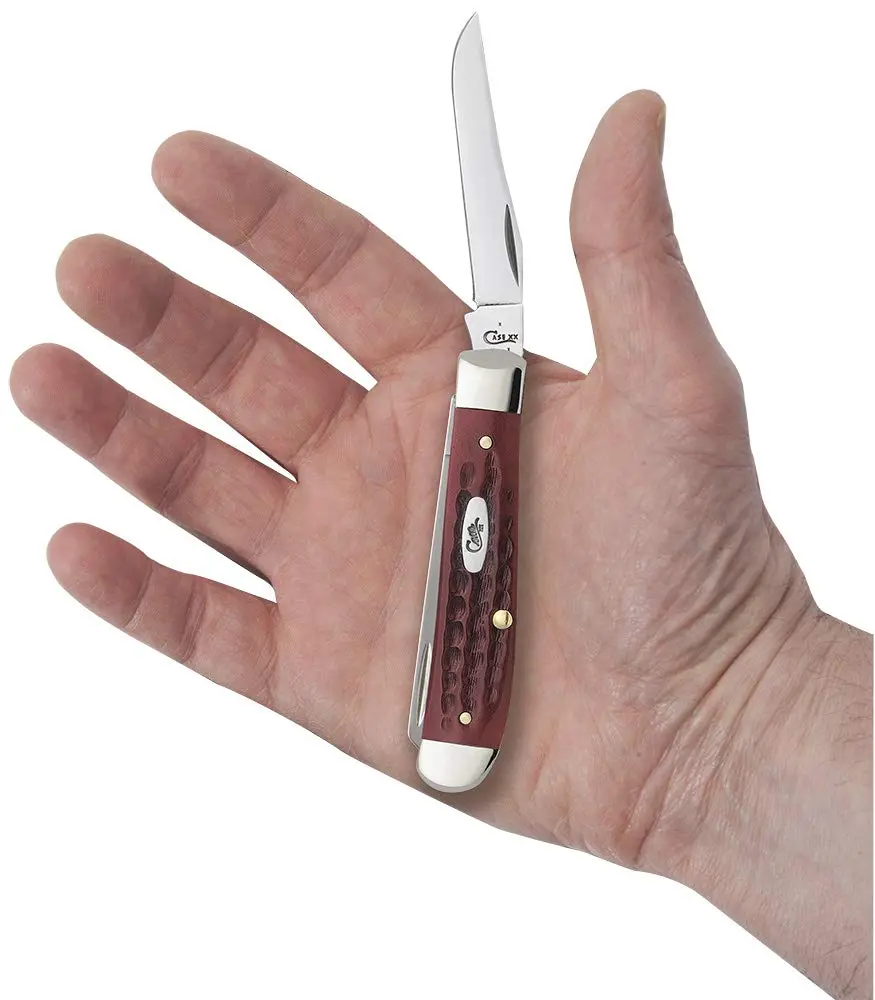 Case Mini Trapper Pocket Knife 3.5 Inches | Classic Old Red Bone Handle, Stainless Steel Blades - view 6