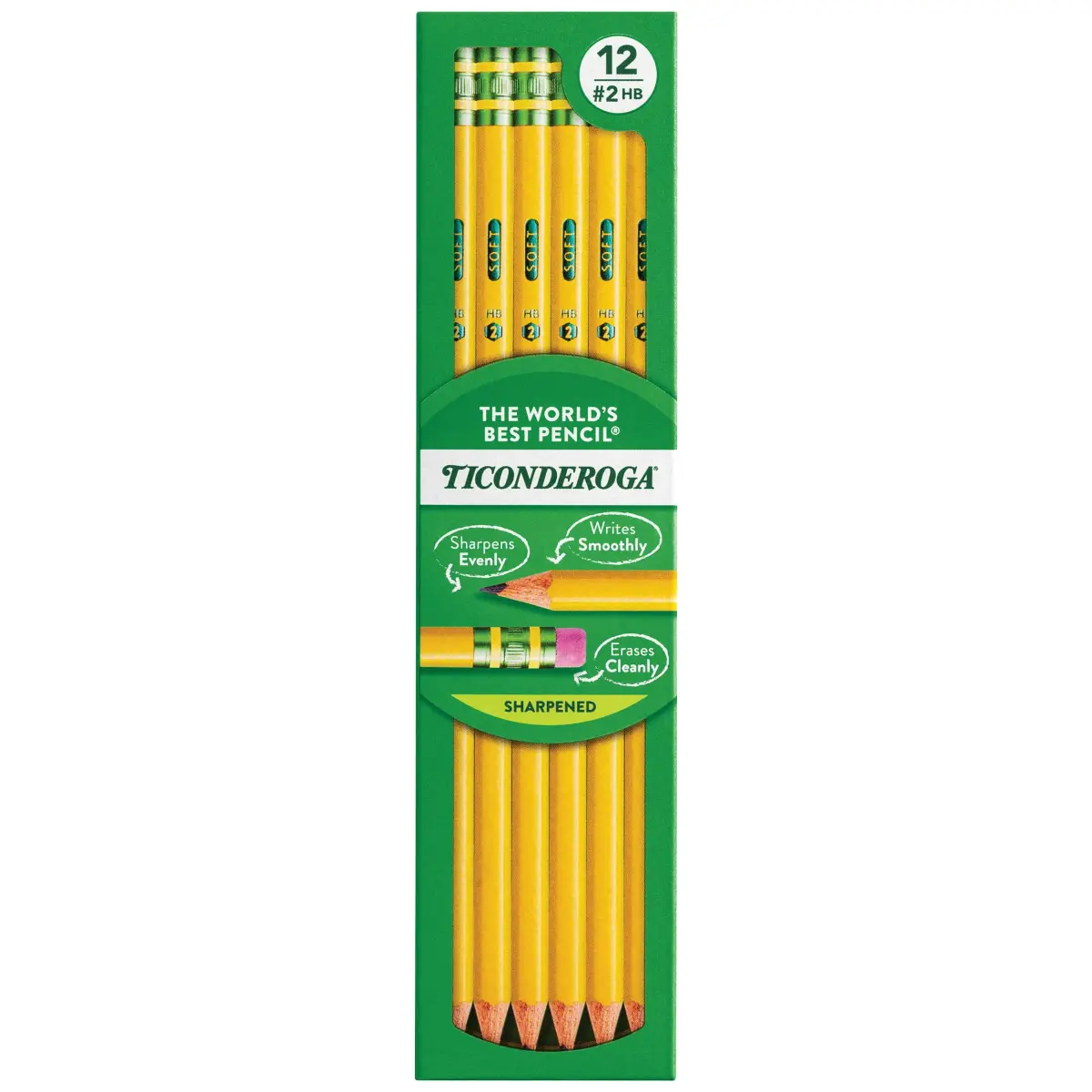 Ticonderoga Wood-Cased Pencils, Pre-Sharpened, HB Soft, Yellow, 12 Count | Writing Instrument for Students & Professionals - main product image