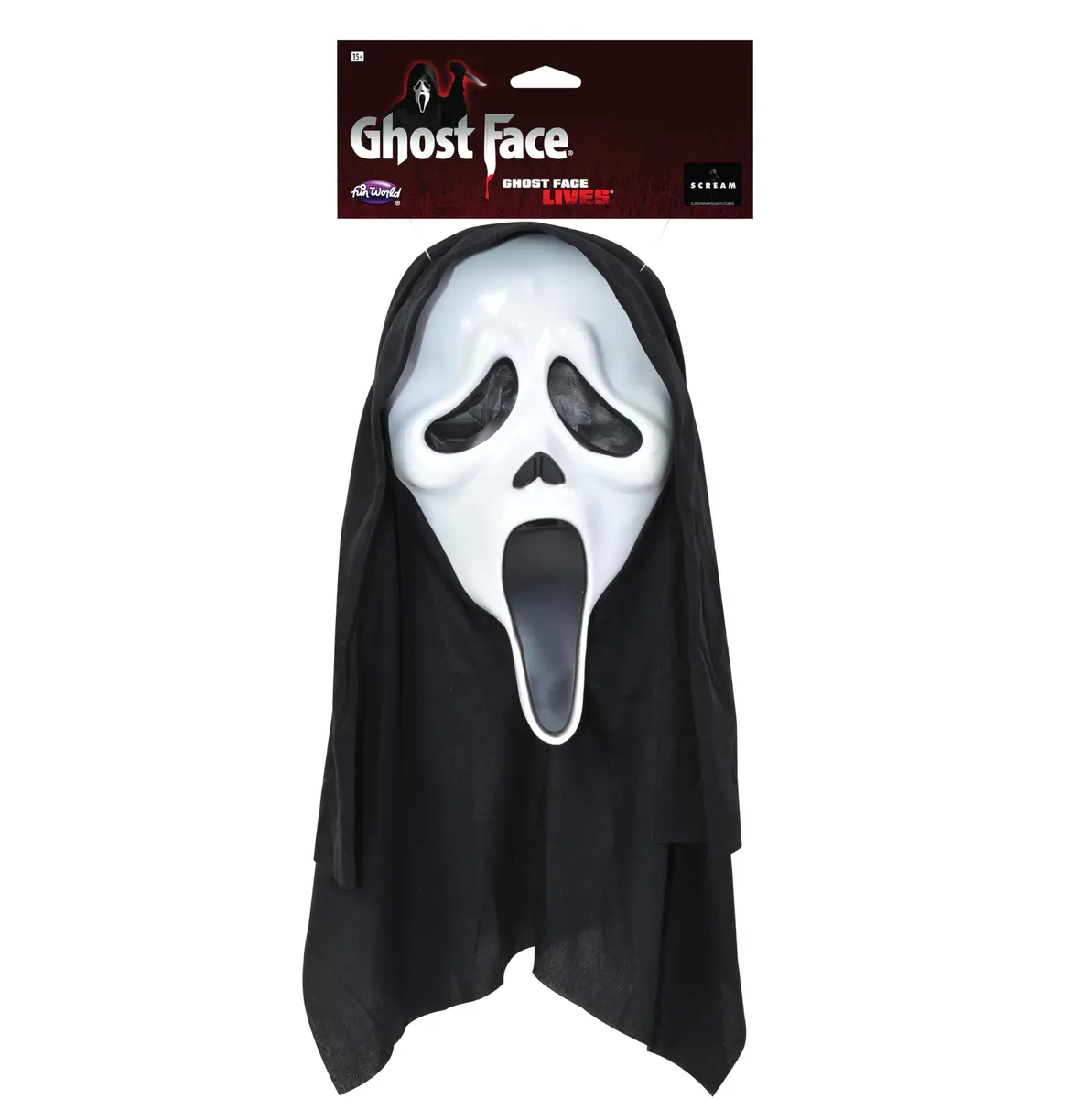 Fun World Ghost Face Mask with Black Shroud, Adult One Size | Officially Licensed Scream Movie Replica - view 5