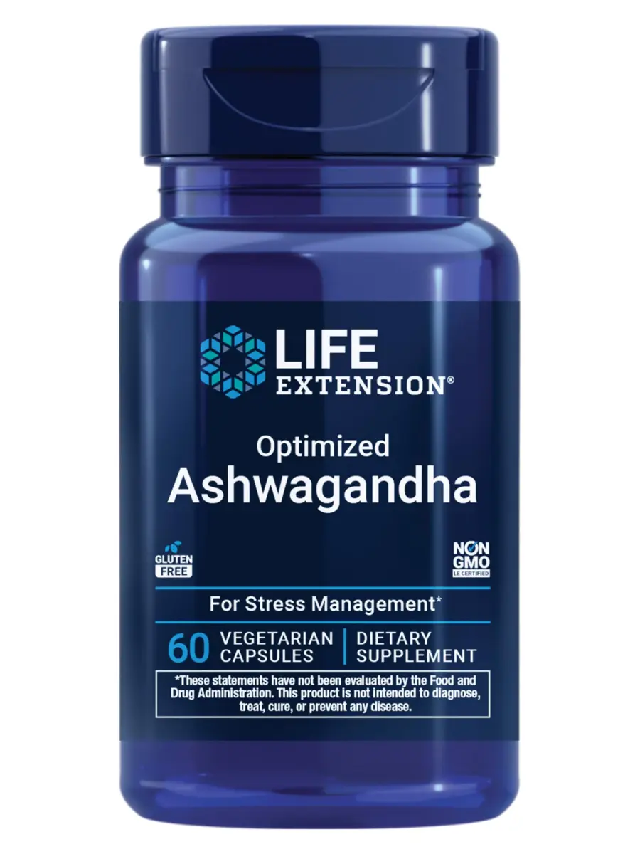 Life Extension Optimized Ashwagandha Capsules 60 Count | Stress Management Supplement for Healthy Stress Response, Focus, Memory, Mood Support - main product image