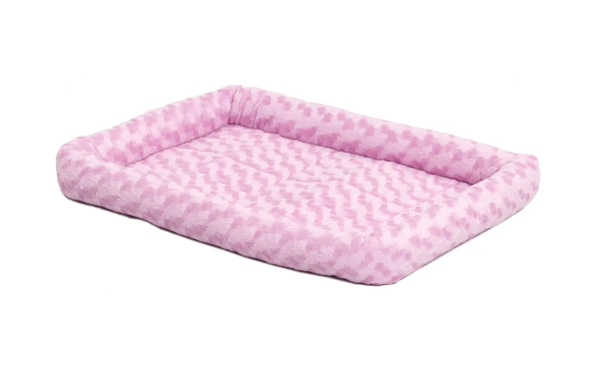 QuietTime by MidWest Bolster Dog Crate Bed Medium 30-Inch 73cm x 51cm x 9cm Fashion Pink | Cozy All-Season Comfort - main product image