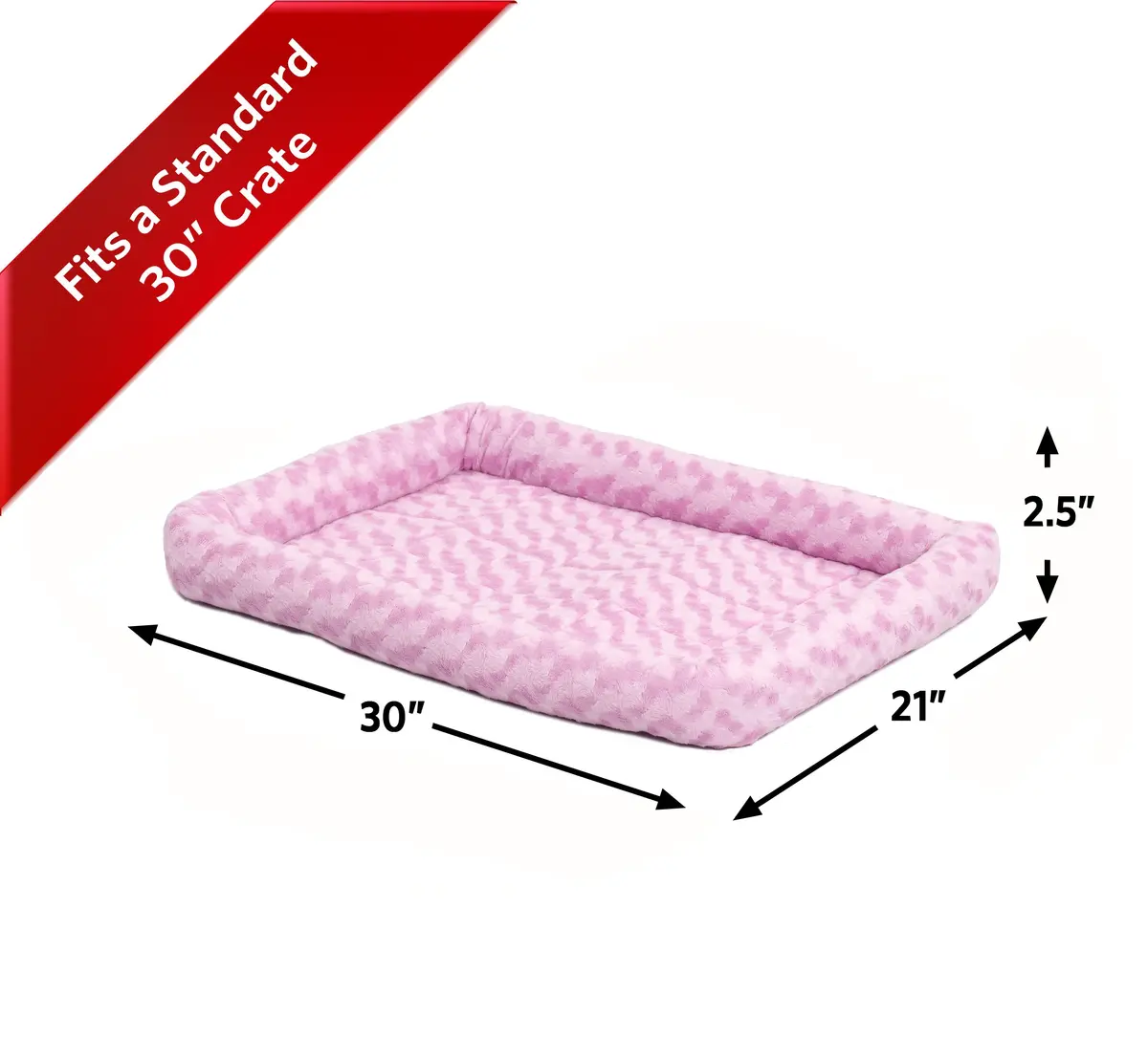 QuietTime by MidWest Bolster Dog Crate Bed Medium 30-Inch 73cm x 51cm x 9cm Fashion Pink | Cozy All-Season Comfort - view 2