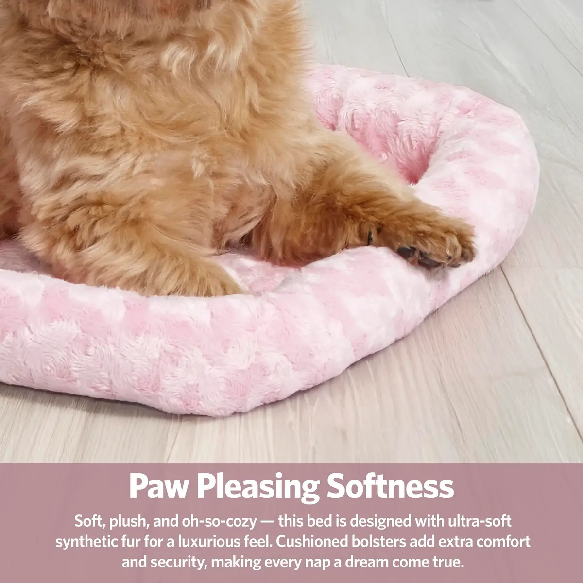 QuietTime by MidWest Bolster Dog Crate Bed Medium 30-Inch 73cm x 51cm x 9cm Fashion Pink | Cozy All-Season Comfort - view 4