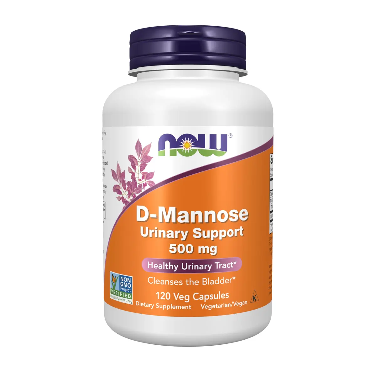 NOW Foods D-Mannose 500 mg 120 Veg Capsules | Healthy Urinary Tract Support with Non-GMO Verified Formula - main product image