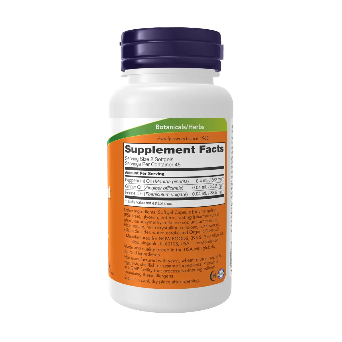 NOW Peppermint Gels with Ginger & Fennel Oils | 90 Softgels for Digestive Comfort in India - view 2