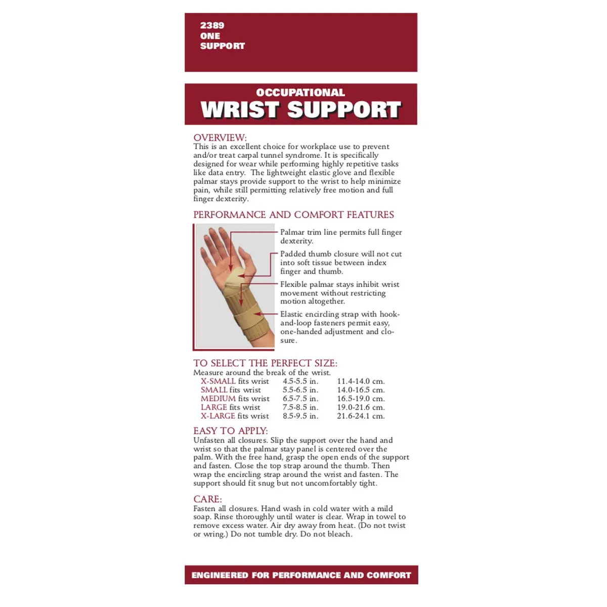 OTC Wrist Support, Occupational Glove, Knit Elastic, X-Large (Right Hand) | Support for Repetitive Tasks with Full Dexterity - view 5
