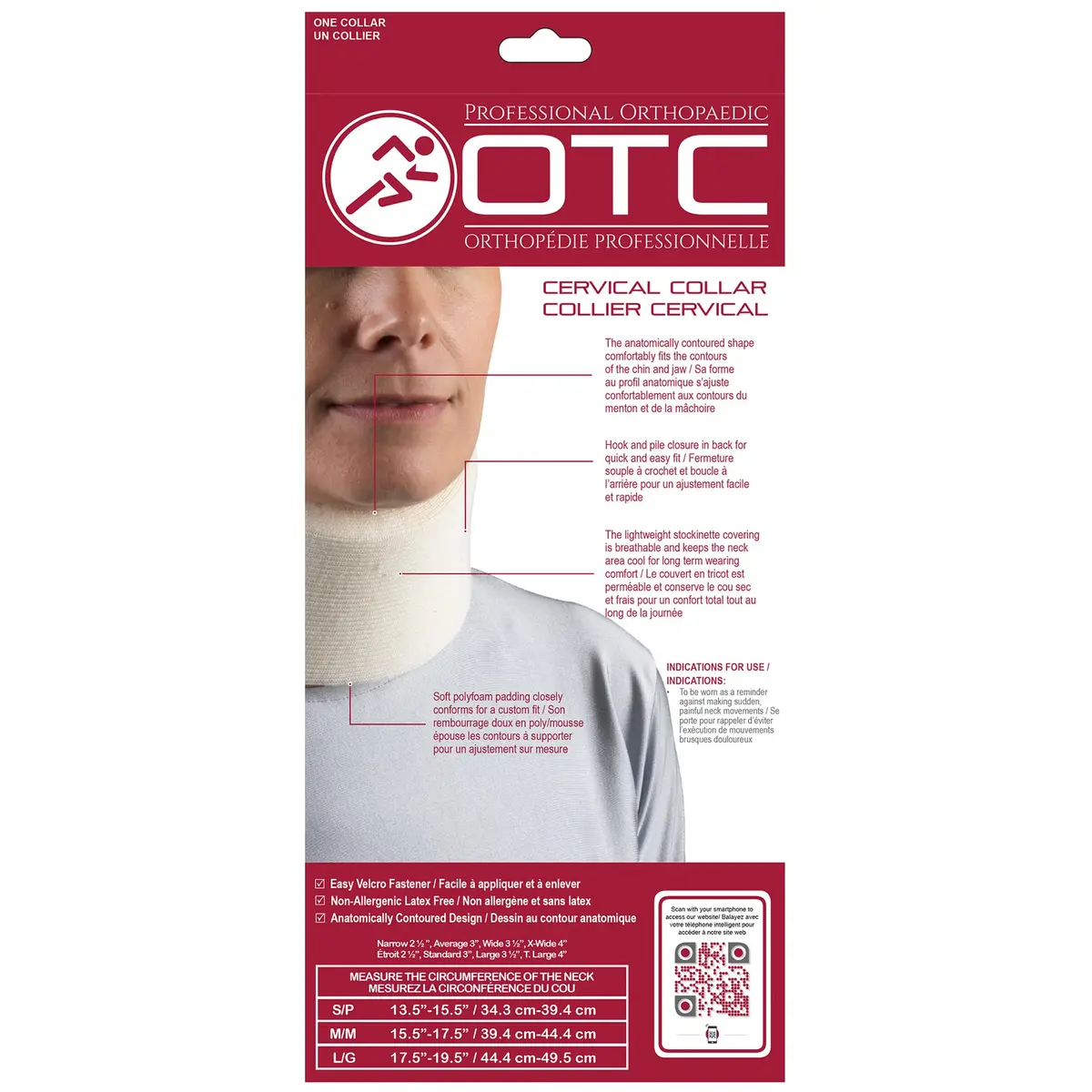 OTC Soft Contour Foam Cervical Collar Neck Support Brace, Average 3" Depth, Large | Limits Motion Against Painful Movement - view 7