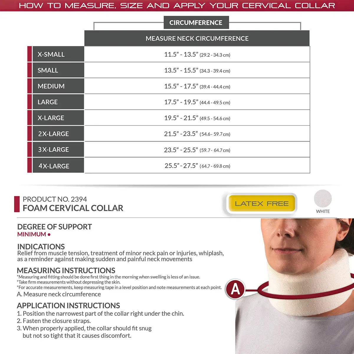 OTC Soft Contour Foam Cervical Collar Neck Support Brace, Large 2.5" Depth (6.35 cm) | Limits Motion for Pain Relief - view 2