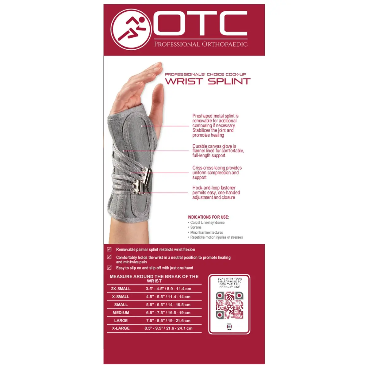 OTC Wrist Splint Large (Left Hand) | Carpal Tunnel Support with Metal Preshaped Splint - view 4