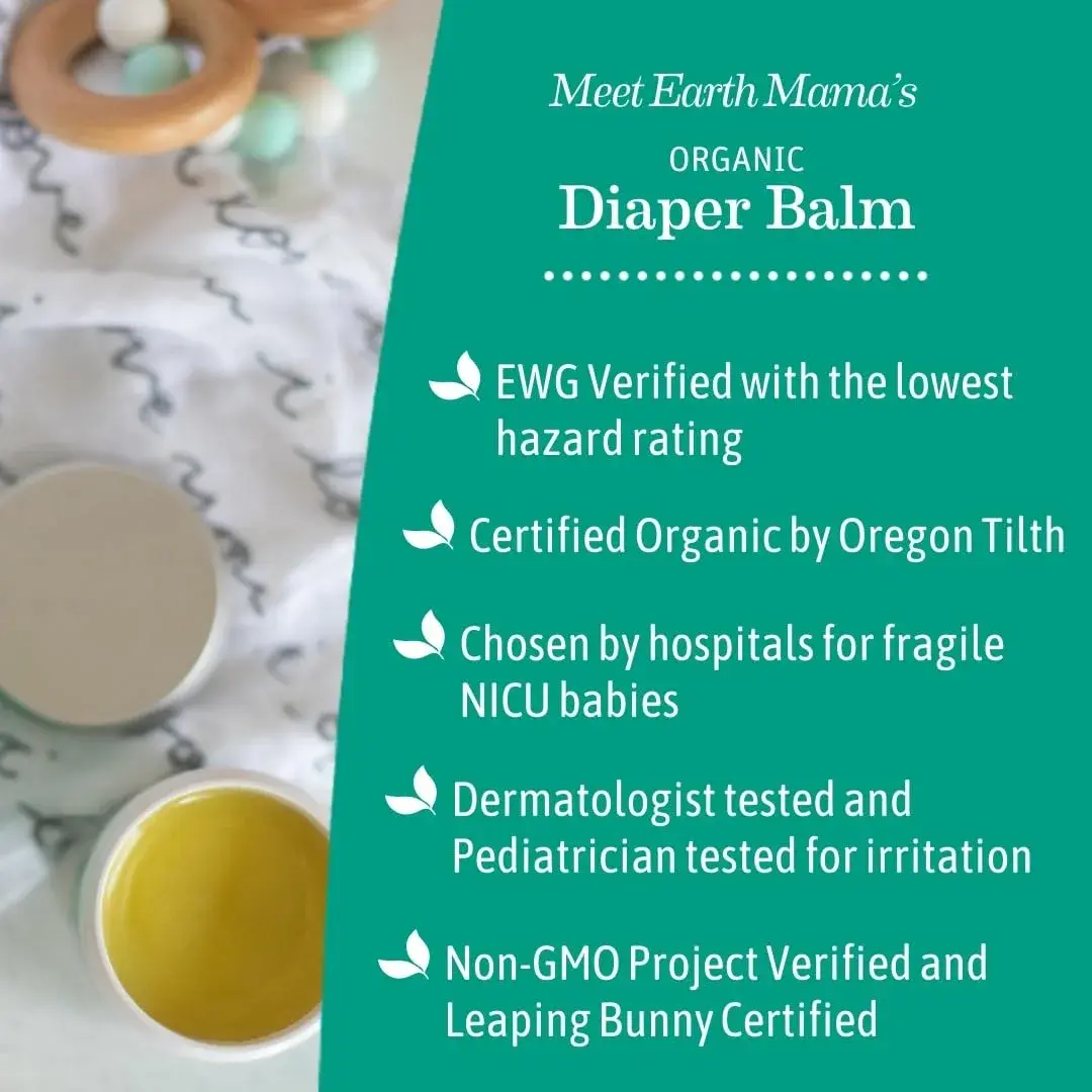 Earth Mama Organic Diaper Balm 60ml (2 Fl Oz) | EWG Verified, Petroleum-Free, Calendula for Sensitive Skin (2-Pack) - view 5