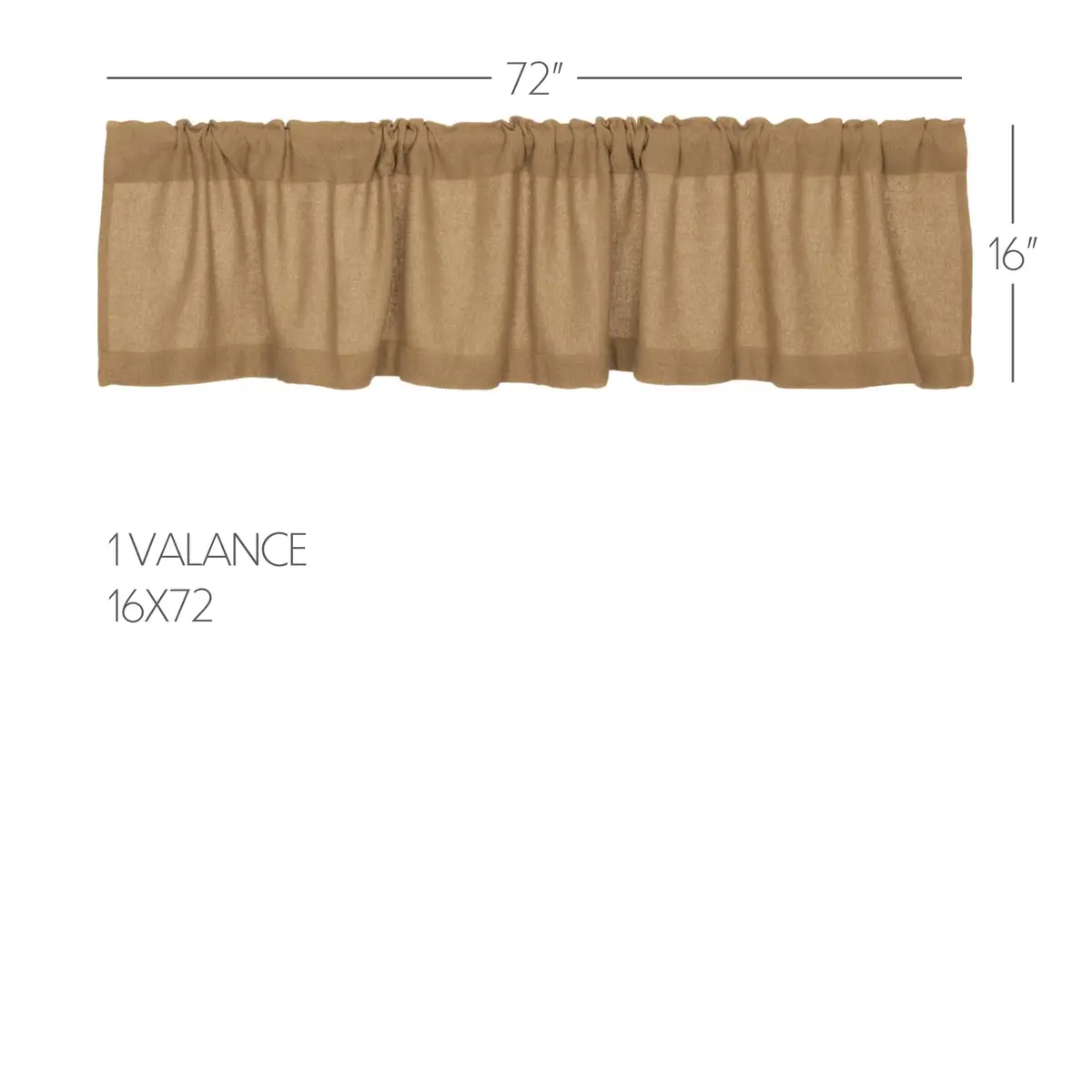 VHC Brands Burlap Natural Window Valance, Tan, 16x72 | Rustic Farmhouse Charm with Easy Care - view 2