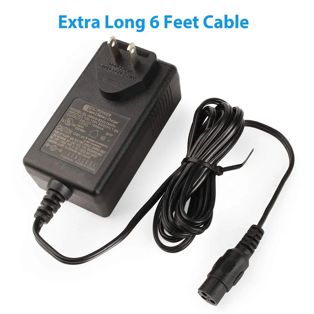 LotFancy 24V 1.5A Electric Scooter Charger | UL Listed, 3-Prong Inline Connector - view 5