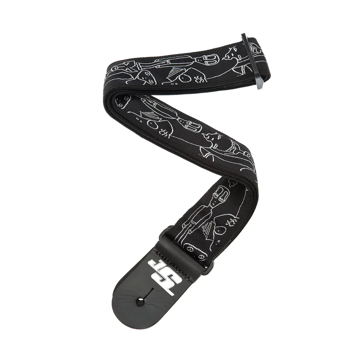 D'Addario 50MM Js Strap, Silver Sketches | Adjustable Guitar Strap with Joe Satriani Artwork - main product image