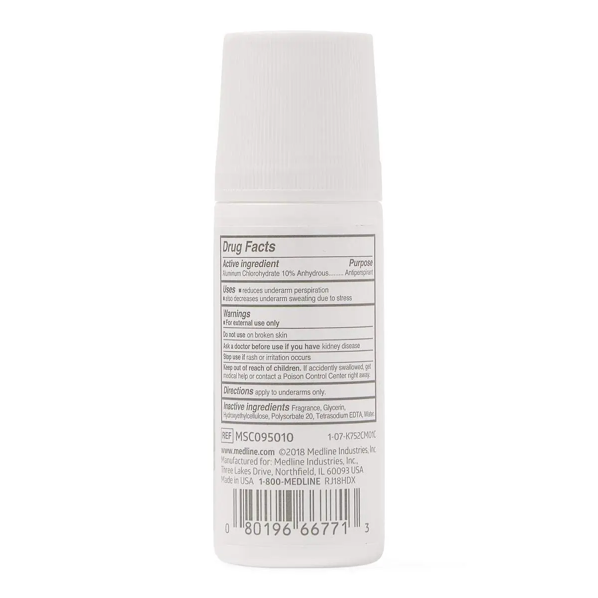 Medline MedSpa Roll-On Antiperspirant Deodorant 1.5 oz (44ml) | Fresh Scent, Alcohol-Free - view 3