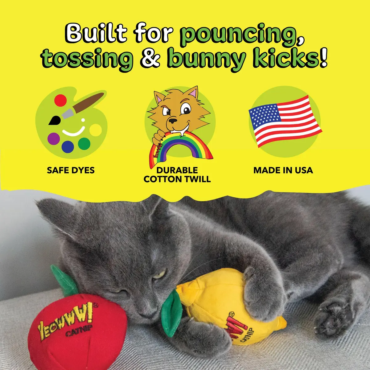 Yeowww! Catnip Apple Cat Toy 4 inch | 100% Organic Catnip, Crinkly Stem & Leaf - view 4