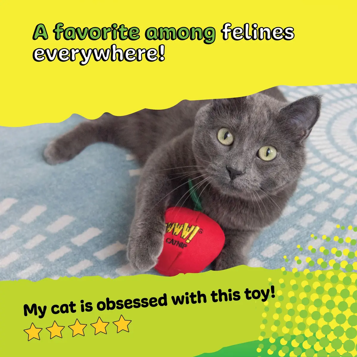Yeowww! Catnip Apple Cat Toy 4 inch | 100% Organic Catnip, Crinkly Stem & Leaf - view 5