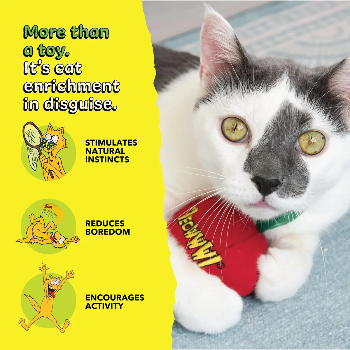 Yeowww! Catnip Apple Cat Toy 4 inch | 100% Organic Catnip, Crinkly Stem & Leaf - view 6
