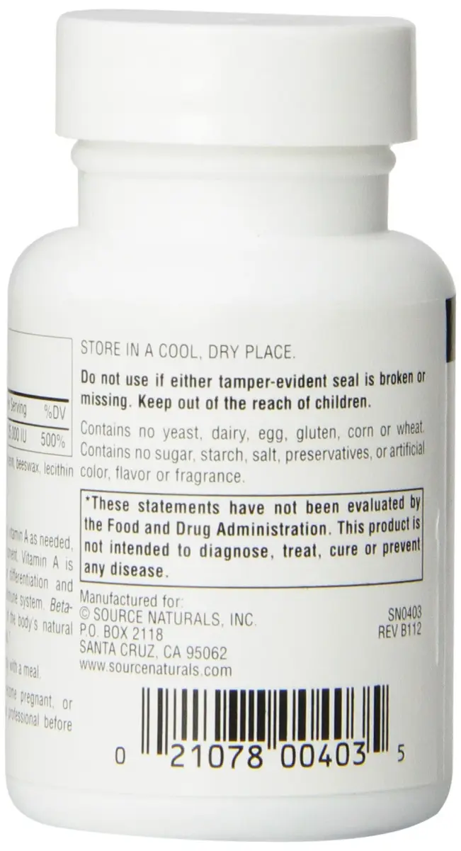 Source Naturals Beta Carotene 7500 mcg (25000 IU) 100 Softgels | Antioxidant Protection - view 4