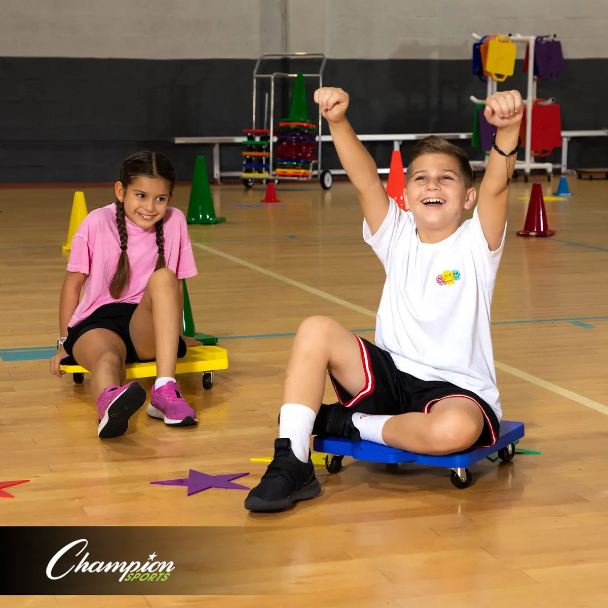 Champion Sports 12" Wood Scooter – Wooden Base with Full Bumper & Swivel Casters for Active Play & PE Class - view 5