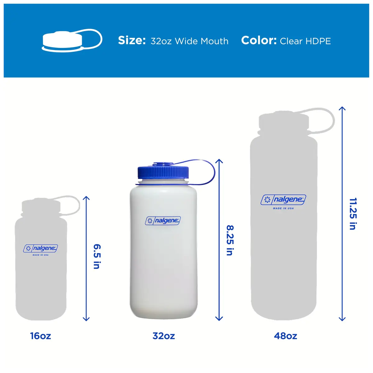 Nalgene Wide Mouth 32 oz (946 ml) BPA-Free HDPE Water Bottle | Leak-Proof & Durable for Everyday Adventures - view 5