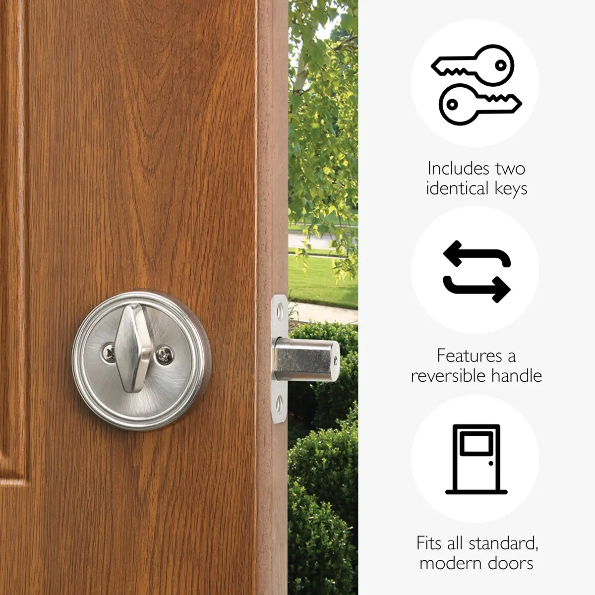 Design House Single Cylinder Deadbolt Satin Nickel | Modern & Secure (70-120 chars) - view 3