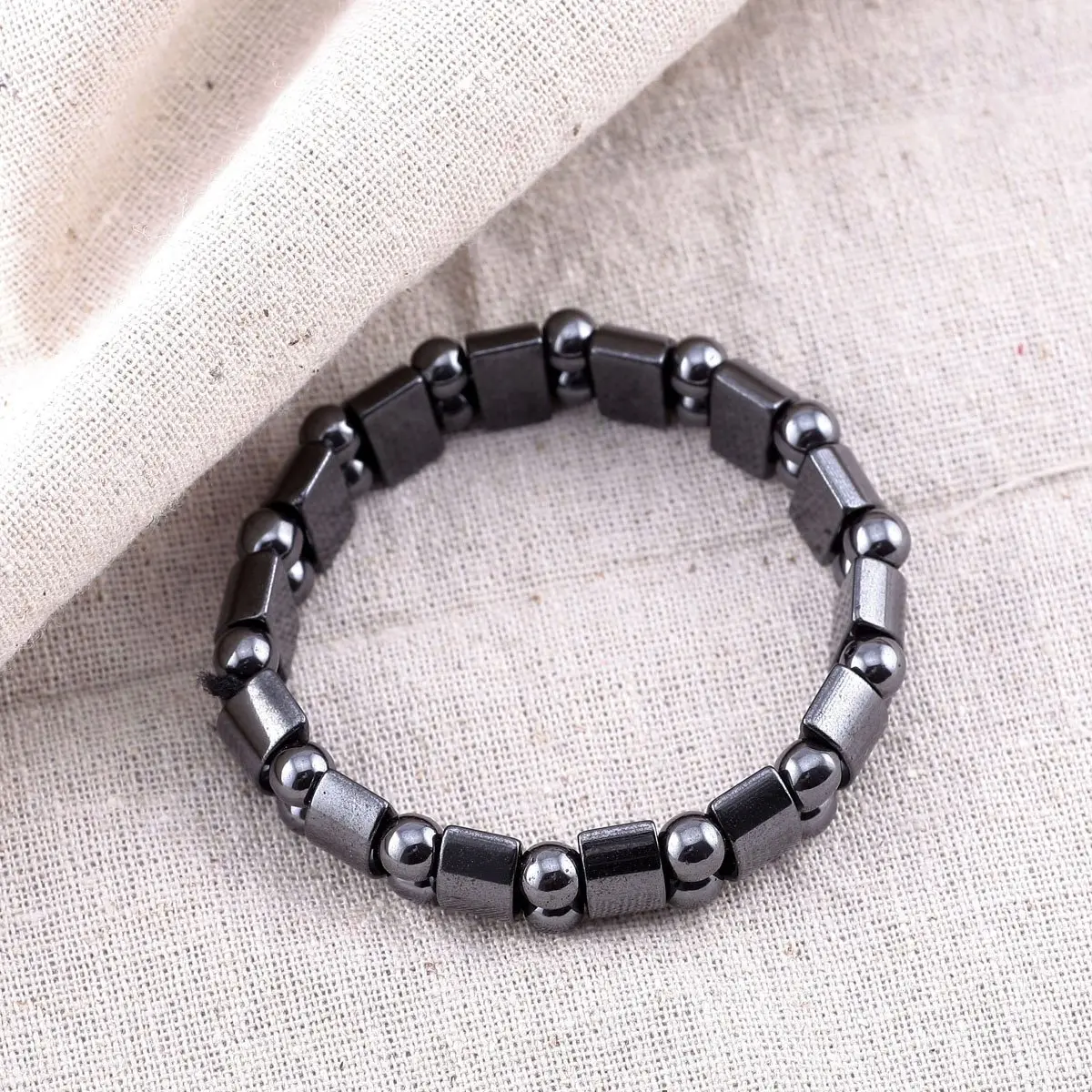 VIKI LYNN Hematite Magnetic Bracelets for Men and Women | Adjustable Magnetic Fidget Wristband Jewelry Gift - view 3