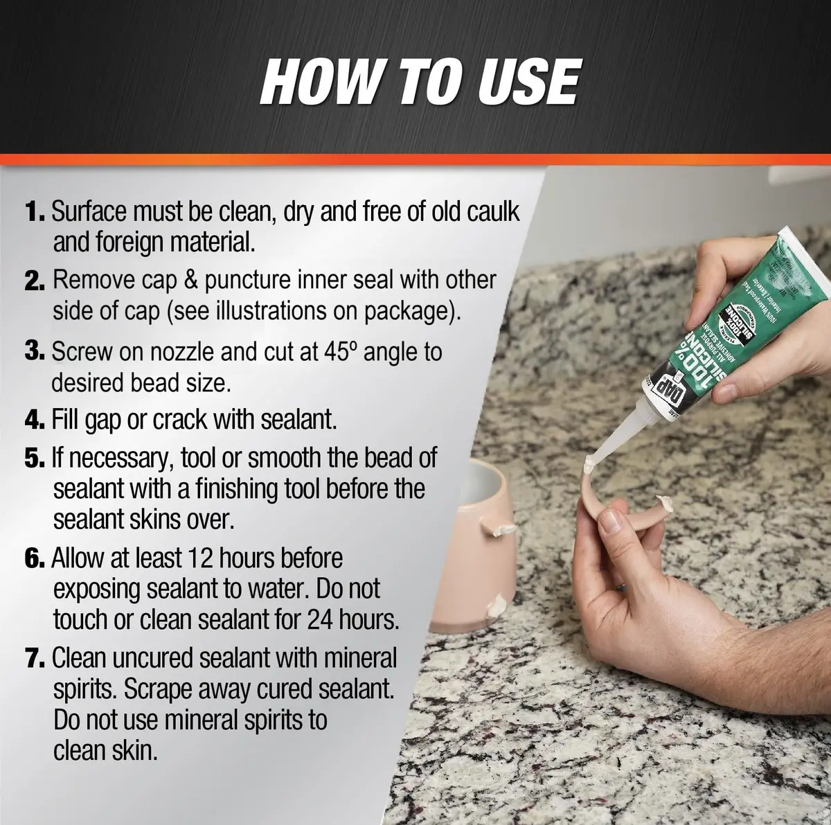 DAP All Purpose 100% Silicone Adhesive Sealant, Clear, 2.8 oz | Waterproof, Food Safe, Fast Cure - view 3