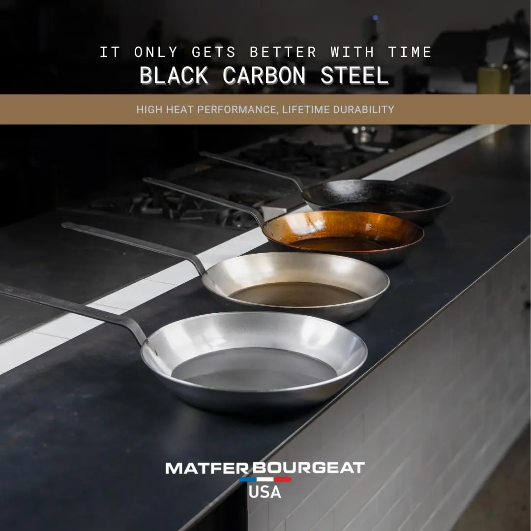 Matfer Bourgeat Black Carbon Steel Crêpe Pan 19.6cm (7 5/8") | Induction Compatible Heavy Duty Fry Pan - view 5