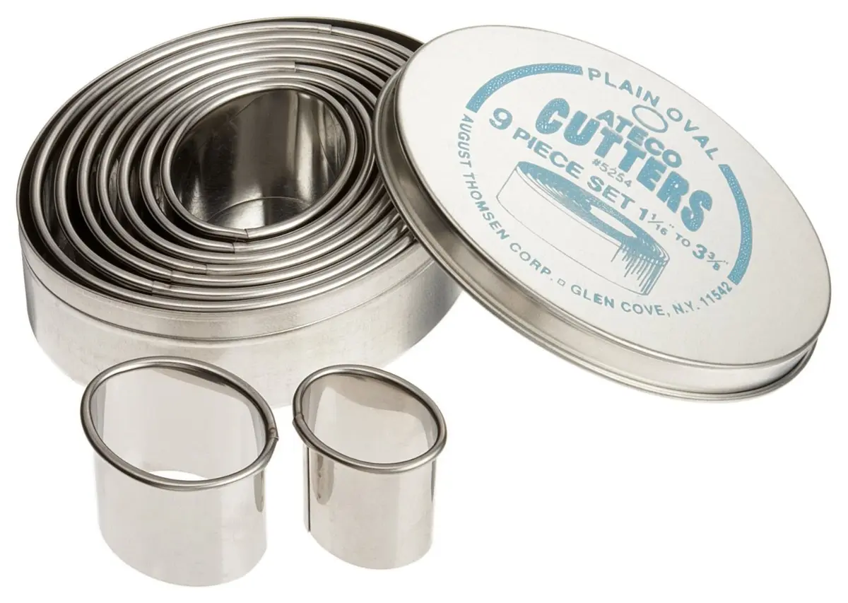 Ateco 9pc Plain Oval Cutter Set | Stainless Steel Bakeware for Cookies & Pastry (70-120 chars) - main product image
