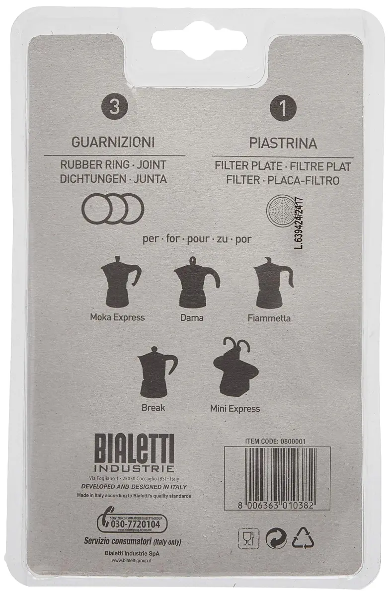 Bialetti 1-Cup Moka Espresso Machine Replacement Gaskets & Filter | Fits 1-Cup Aluminum Pots - view 3