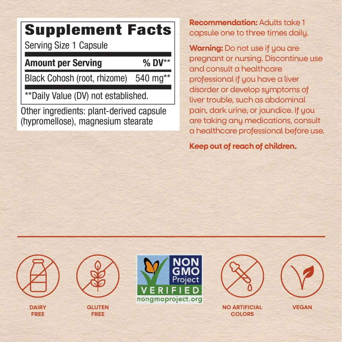 Nature's Way Black Cohosh Root Capsules 100 Count Vegan | Traditional Women's Herbal Supplement - view 6