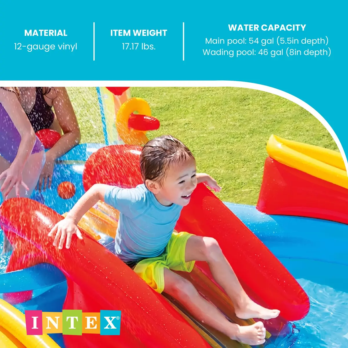 Intex Rainbow Ring Inflatable Play Center with Slide & Kiddie Pool 297cm x 193cm x 135cm | ASTM-Tested for Kids Ages 2+ - view 4