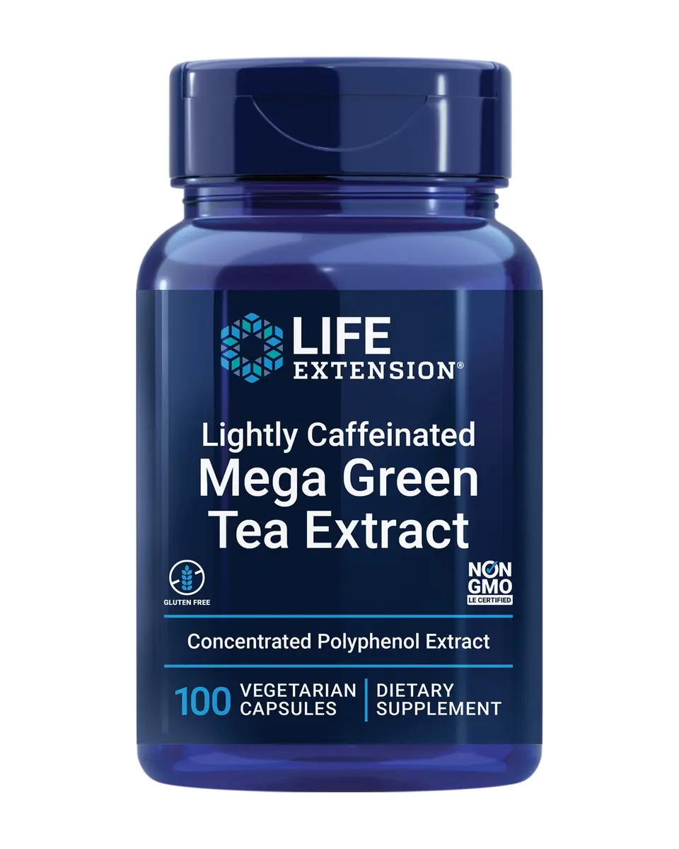 Life Extension Lightly Caffeinated Mega Green Tea Extract, 100 Capsules | Supports Cellular & Heart Health - main product image