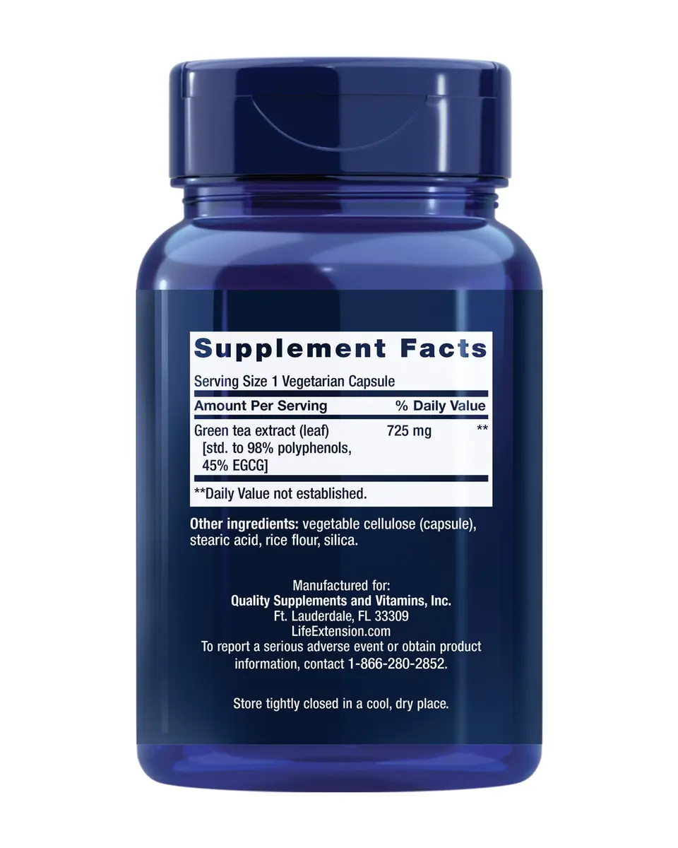 Life Extension Lightly Caffeinated Mega Green Tea Extract, 100 Capsules | Supports Cellular & Heart Health - view 2